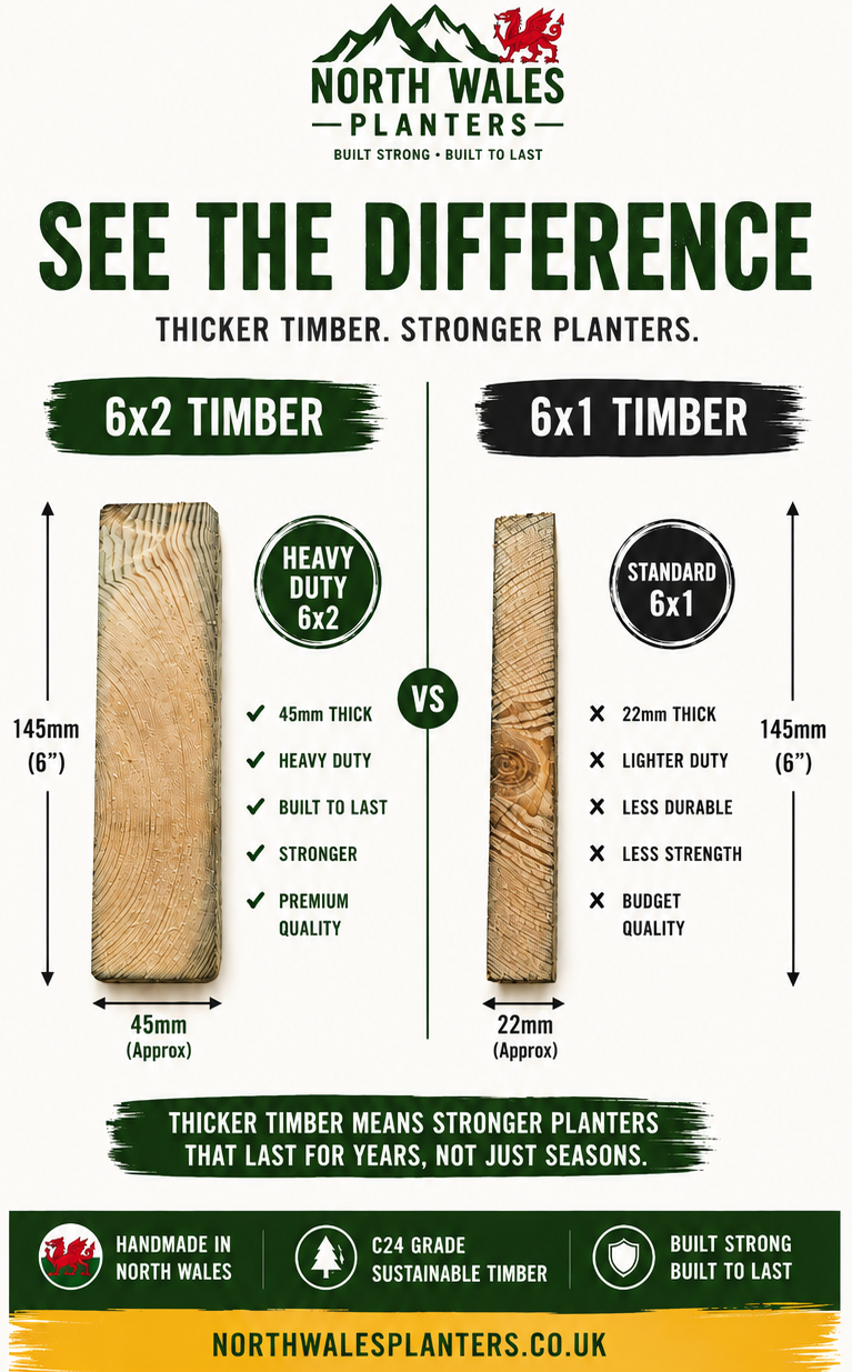Heavy Duty Raised Beds Heavy duty 6x2 timber raised bed compared with 6x1 timber